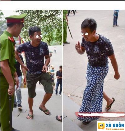  :v  khi bạn quyết tâm đi lễ nhưng lại quên mất k mặc quần dài 