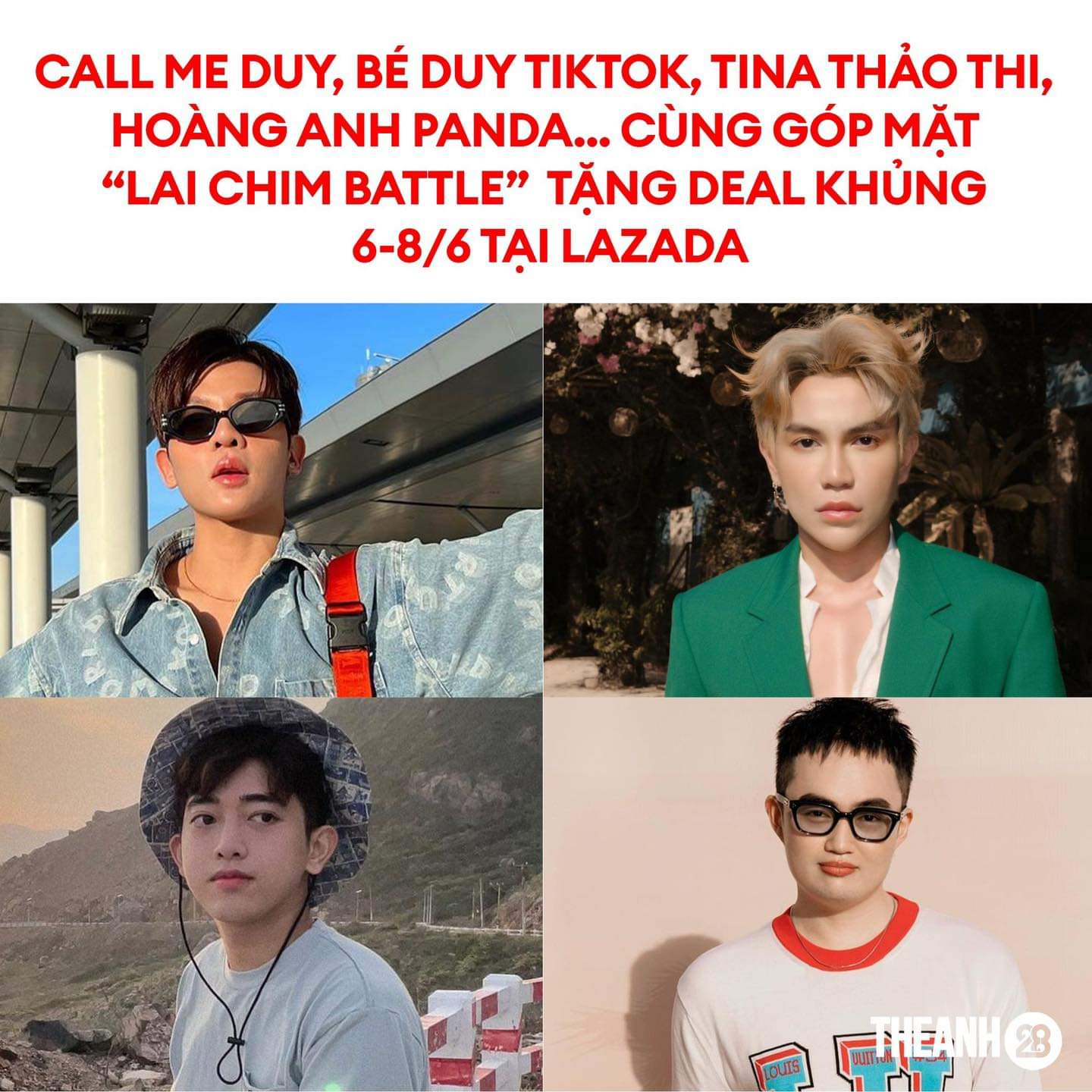 CƠ HỘI NHẬN VOUCHER 6 TRIỆU ĐỘC QUYỀN TRONG LIVESTREAM LAZADA

Đại hội siêu sale của Lazada hội tụ những KOL/KOC hàng đầu (trong mảng làm đẹp) như Tina Thảo Thi, An Phương, Call Me Duy, Bé Duy TikTok,...với hàngXem thêm ngàn voucher và deal khủng sắp cập bến. Theo dõi ngay livestream nhận cơ hội chốt quà cực hời 😘

👉Siêu hội chém giá: 8h sáng ngày 5/6 tới 2h sáng ngày 6/6
👉Sale Hè Đại Chiến - City Expo : 9h-13h ngày 6,7,8/6
👉Mê LazMall: 19h-22h ngày 6,7,8/6
#LazLive