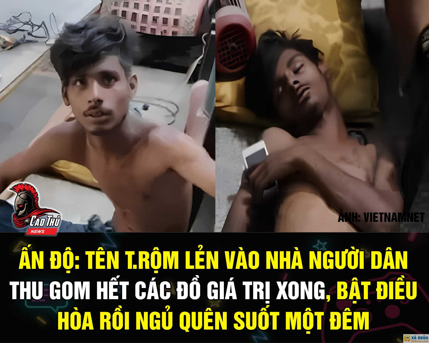 HI HỮU: LẺN VÀO NHÀ DÂN TRỘM ĐỒ NHƯNG NGỦ QUÊN SUỐT 1 ĐÊM !! Chủ nhân ngôi nhà là 1 bác sĩ ở Ấn Độ, lúc xảy ra sự việc đang làm việc tại bệnh viện chưa về. Thấy không có ai ở nhà nên tên t.rộm đã lẻn vào nhà vị bác sĩ.  Anh ta lục lọi, thu thập nhiều đồ đạc có giá trị. Nhưng vì s.ay r.ượu, trời thì nóng, lại không thấy có người ở nhà, anh ta tự bật điều hòa rồi nằm nghỉ ngơi. Tuy nhiên, anh đã ngủ quên lúc nào không hay biết. Đến sáng hôm sau, anh tỉnh dậy đã thấy cảnh sát đứng xung quanh do hàng xóm xung quanh phát hiện và trình báo.