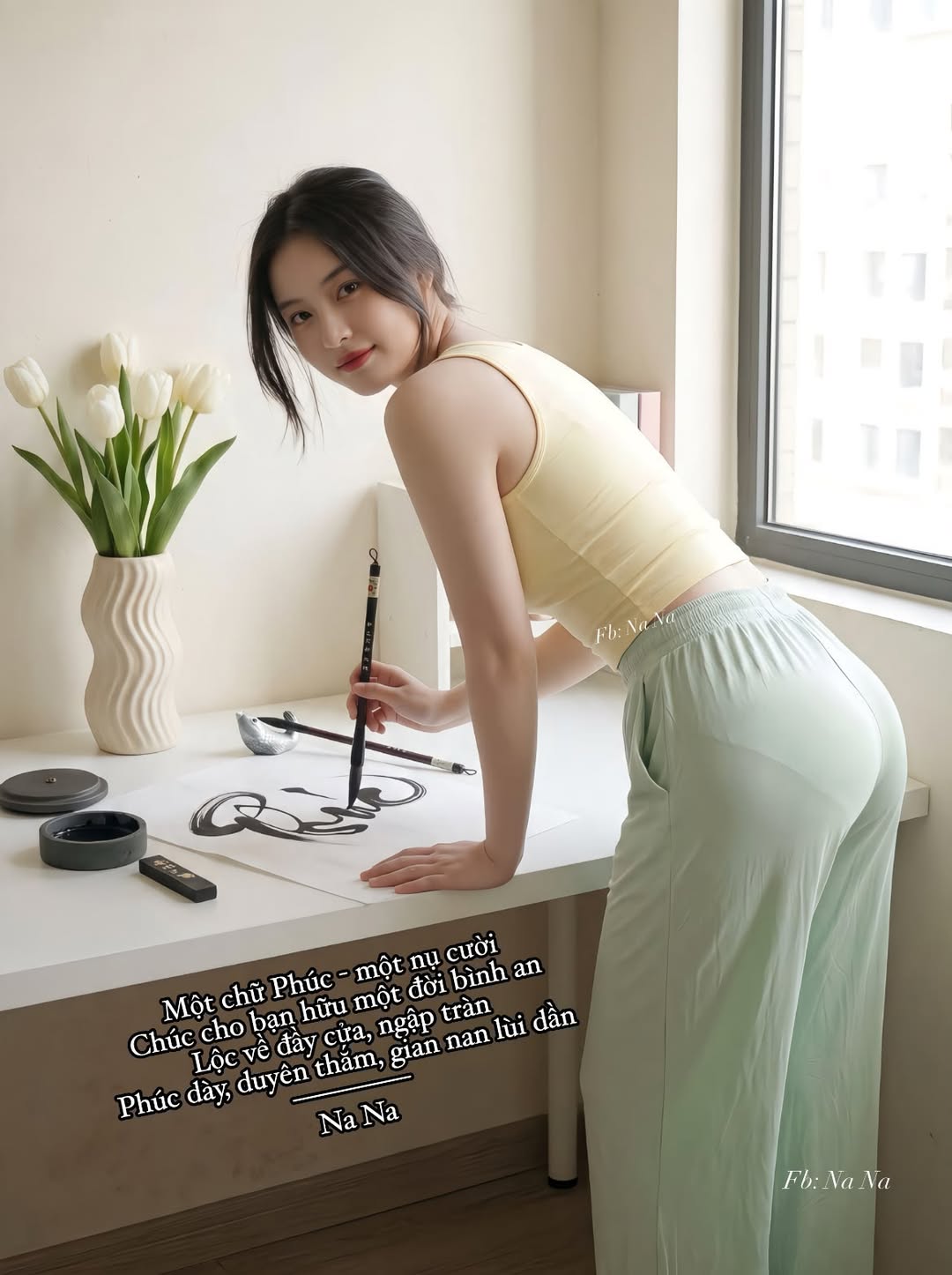 Rảnh rỗi luyện cái chữ chứ để lâu lụt nghề hehe.  “Một chữ Phúc - một nụ cười Chúc cho bạn hữu một đời bình an Lộc về đầy cửa, ngập tràn Phúc dày, duyên thắm, gian nan lùi dần!”