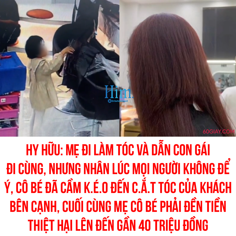 TRẺ CON CÓ BIẾT CÁI GÌ ĐÂU...

Theo đó, sự việc xảy ra ở 1 salon tóc tại Quảng Đông, Trung Quốc. Cô bé được mẹ cho đi c.ắ.t tóc cùng, nhưng nhân lúc mẹ bé và nhân viên bán hàng không để ý, cô bé đã c.ắ.t tóc mộtXem thêm khách hàng nữ bên cạnh, một mảng tóc lớn đã bị mất.

Có lẽ vì k.é.o bén nên không có cảm giác gì nên chỉ trong tích tắc đã xong, khách hàng nữ sau khi phát hiện ra đã rất bàng hoàng và gọi cảnh sát.

Khi cảnh sát đến, hai bên đã thương lượng và kết quả mẹ của cô bé đã phải trả 1 số tiền khá lớn là 12.000 nhân dân tệ (tương đương 40 triệu VNĐ).

Video: 中国新闻周刊