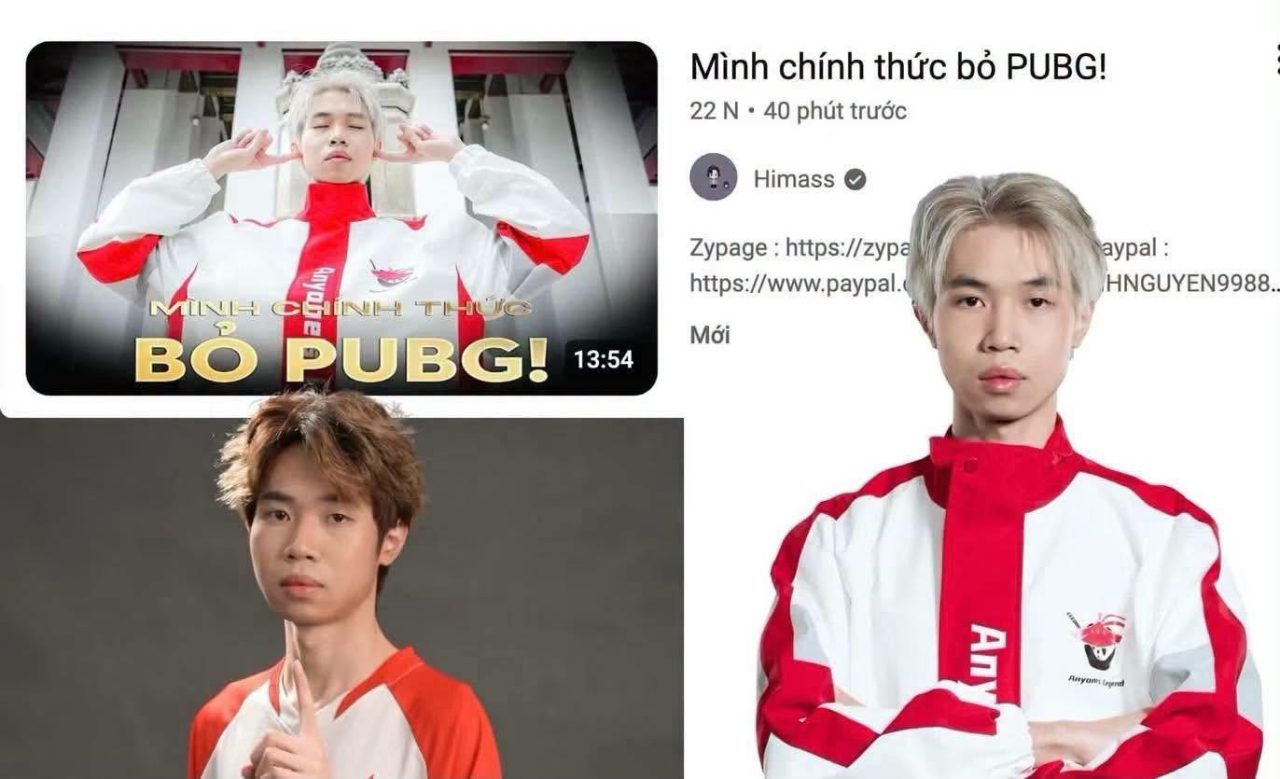 CHÍNH THỨC: HIMASS TUYÊN BỐ GIÃ TỪ SỰ NGHIỆP THI ĐẤU PUBG CHUYÊN NGHIỆP… See more