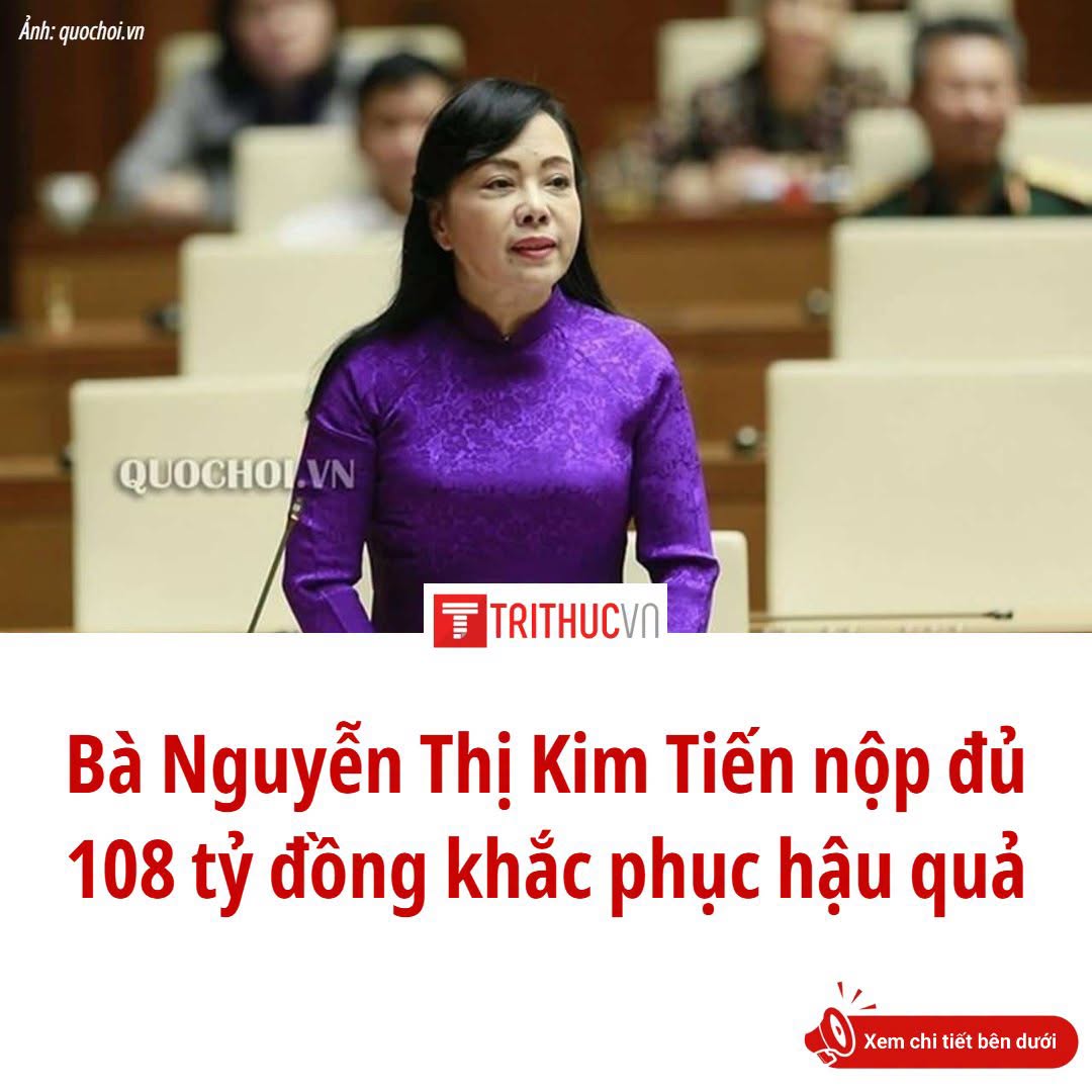 HĐXX phúc thẩm cho biết cựu Bộ trưởng Nguyễn Thị Kim Tiến đã hoàn thành nghĩa vụ nộp 108 tỷ đồng. Bà đồng thời kháng cáo xin giảm án, hưởng án treo...