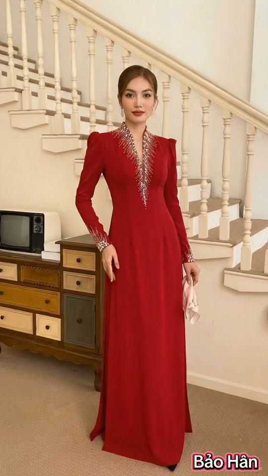 Sắc đỏ sang trọng #Aodai #aodaime #aodaitrungnien #xuhuong -  haivl