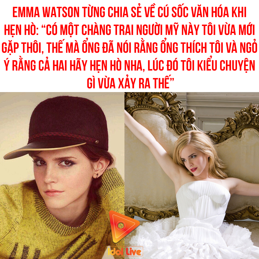 VẬY LÀ CHỊ CHƯA GẶP TRAI VIỆT RỒI 😥

Trong chương trình The Ellen Show, Emma Watson từng chia sẻ về sự khác biệt rõ rệt giữa đàn ông Anh và đàn ông Mỹ rằng: “Con trai Anh thì họ rất là chỉn chu và gọn gàng, họXem thêm cũng rất lịch thiệp nữa, tuy nhiên họ đôi lúc bị kiềm chế bản thân mình quá mức. Đã từng có lúc tôi bị “bơ” cả một khoảng thời gian đầu khi làm quen, rồi đến tầm 2 tháng sau họ mới để ý nhiều hơn đến tôi…

Còn về trai Mỹ thì, có một chàng trai này tôi vừa mới gặp thế là ổng đã nói rằng ổng thích tôi và muốn cả hai có một buổi hẹn, lúc đó tôi kiểu chuyện gì vừa xảy ra thế, nó như một cú sốc văn hóa với tôi.”