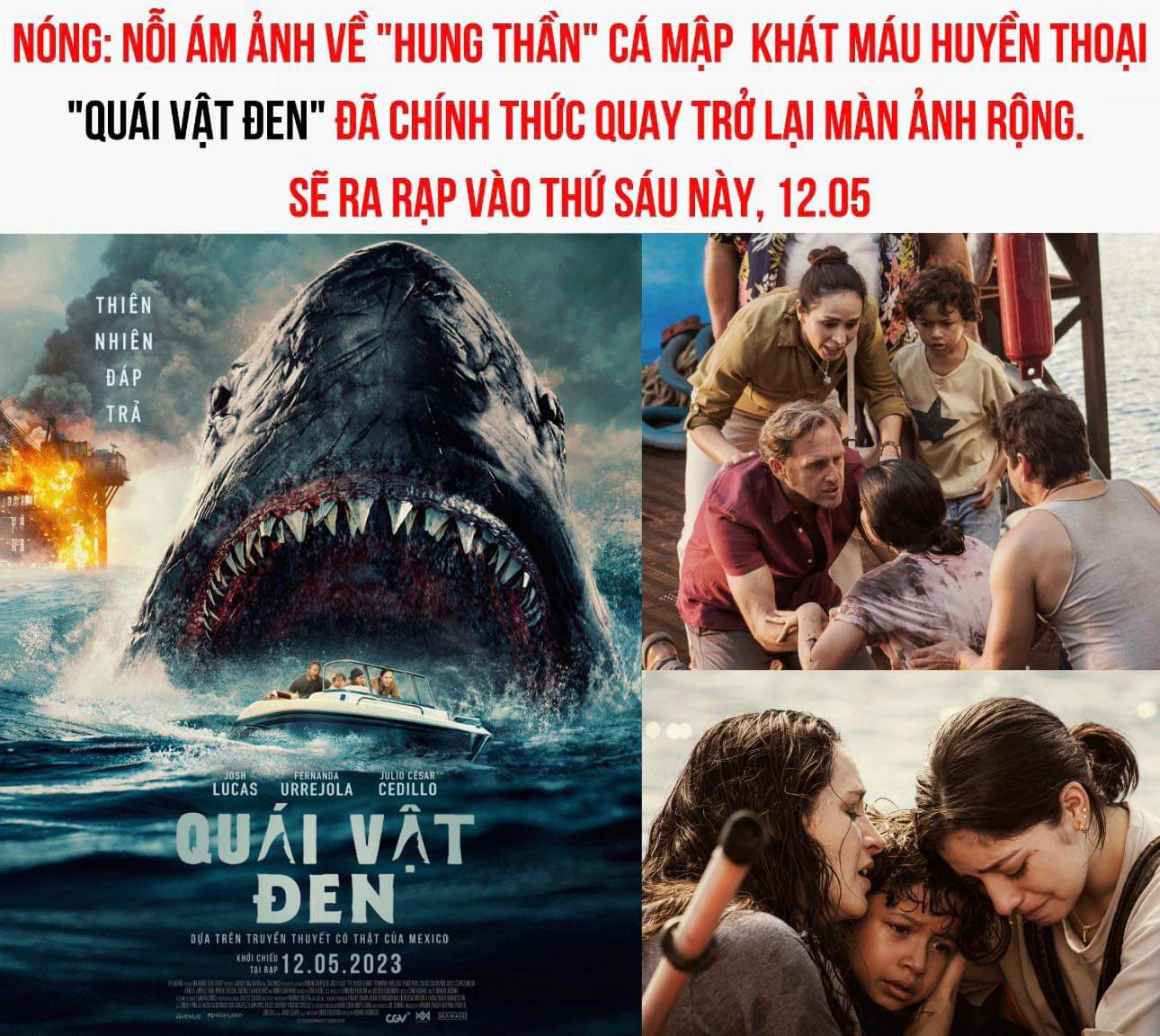 CÁ MẬP MEGALODON HUYỀN THOẠI CHÍNH THỨC TRỞ LẠI MÀN ẢNH VÀO THỨ SÁU NÀY!

Quái Vật Đen xoay quanh câu chuyện khi kỳ nghỉ bình dị của gia đình Oilman Paul Sturges biến thành cơn ác mộng từ khi họ đã gặp phải cáXem thêm mập Megalodon hung dữ, không từ bất kỳ khoảnh khắc nào để bảo vệ lãnh thổ của mình. Bị mắc kẹt và tấn công liên tục, Paul và gia đình của mình phải tìm cách để an toàn sống sót trở về bờ trước khi con cá mập khát máu này tấn công lần nữa.

Cách duy nhất để tự cứu mình là kết liễu cá mập sát thủ, nhưng họ buộc phải lên một kế hoạch kỹ càng. Những phân đoạn gay cấn như ngã xuống nước, đắm tàu… kinh điển trong dòng phim cá mập một lần nữa góp mặt trong Quái Vật Đen, khiến người xem phải thót tim. Liệu trước một sinh vật “huyền thoại” như Quỷ Đen, Paul, gia đình và các cộng sự sẽ làm gì để giữ mạng sống?

Quái Vật Đen là phim kinh dị lấy cảm hứng từ truyền thuyết dân gian chắc chắn mang đến cảm giác 