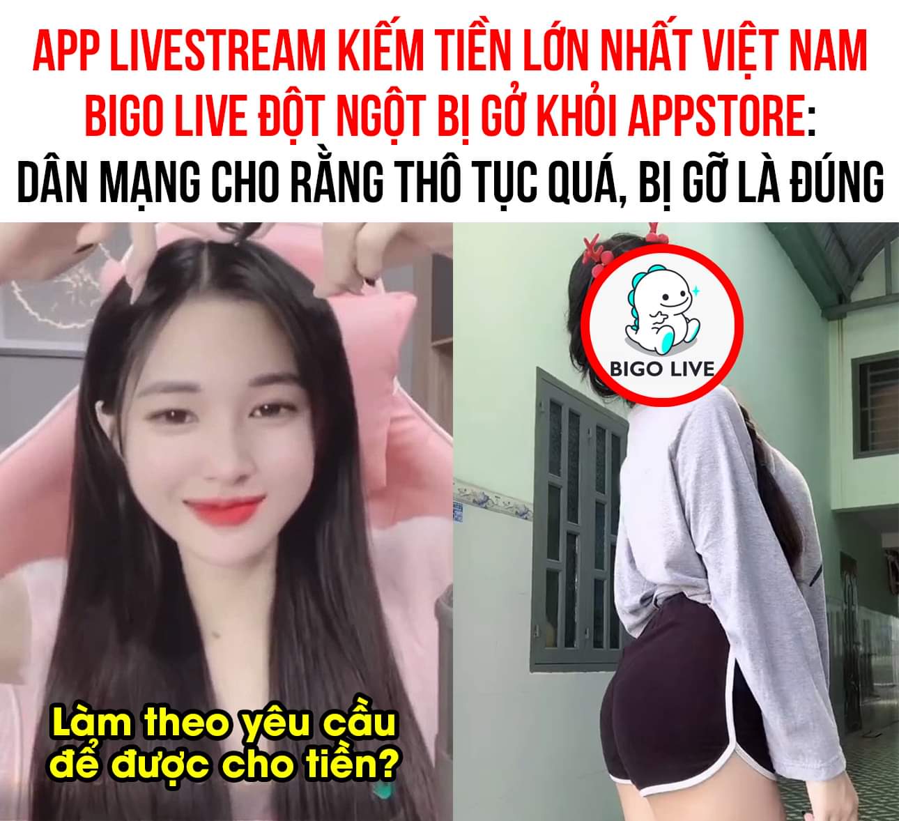 Người dùng không thể tìm thấy App Bigo Live trên Appstore toàn cầu từ 9/4/2023. Lần này chưa biết chính xác lý do bị gỡ là gì, nhưng được biết đây không phải lần đầu tiên Bigo bị gỡ khỏi App Store.

Trước đó,Xem thêm Bigo Live năm 2021 cũng đã từng bị gỡ khỏi AppStore 1 lần vì các vấn đề về “xâm phạm quyền riêng tư” người dùng và hàng loạt sai phạm trong nội dung livestream như lừa đảo, bạo lực, thô tục..

Năm 2016, Indonesia đã từng có lệnh trừng phạt vì nội dung 