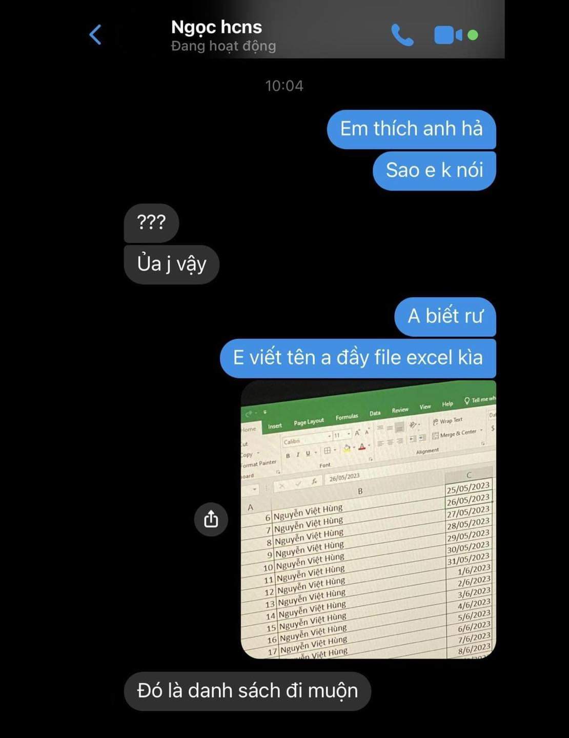 Ủa alo Hùng à =)))))

Via : Meme về Excel -  haivl | hài hước | hài vl  