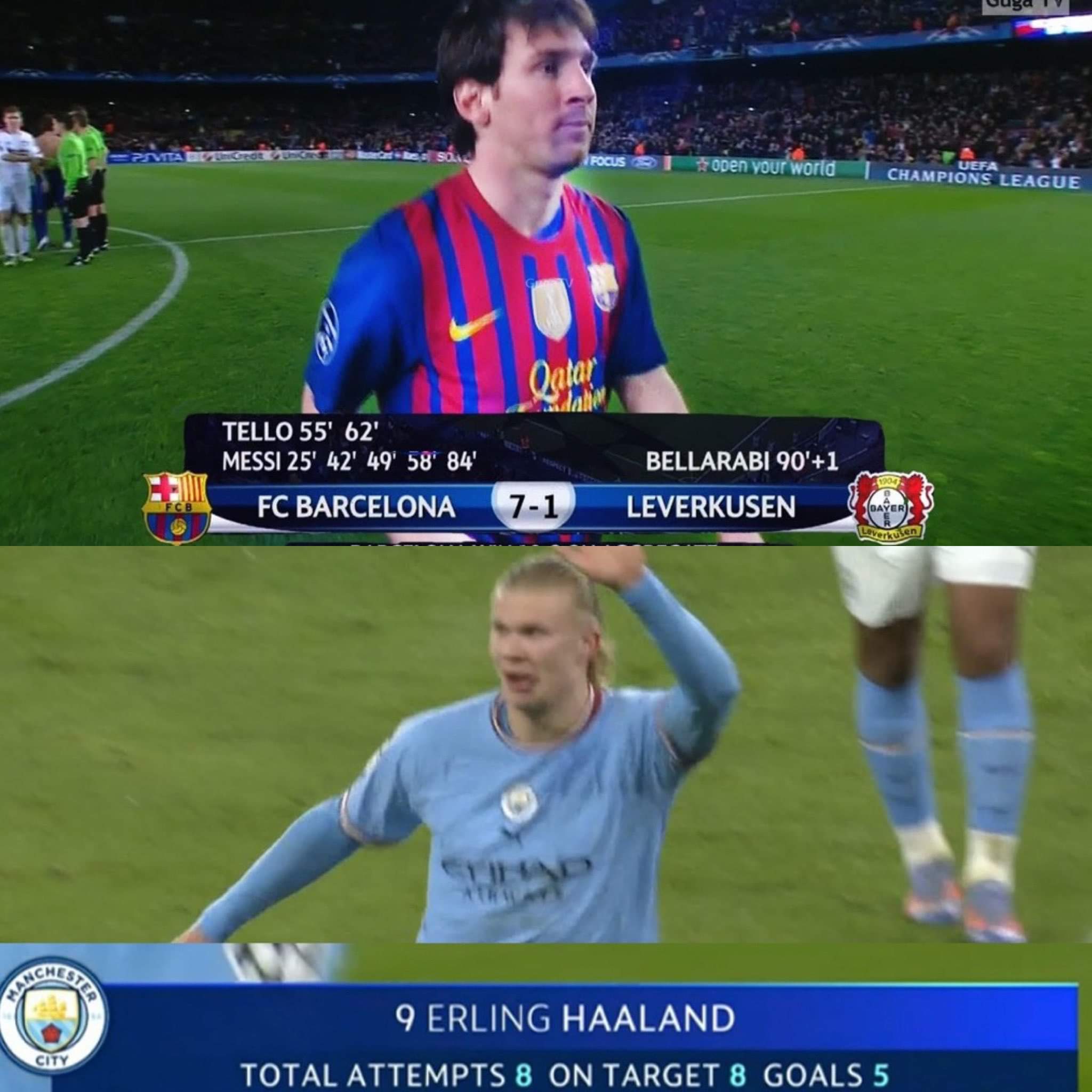 Lần gần nhất có cầu thủ ghi 5 bàn trong một trận đấu ở Champions League là Lionel Messi năm 2012 ❤