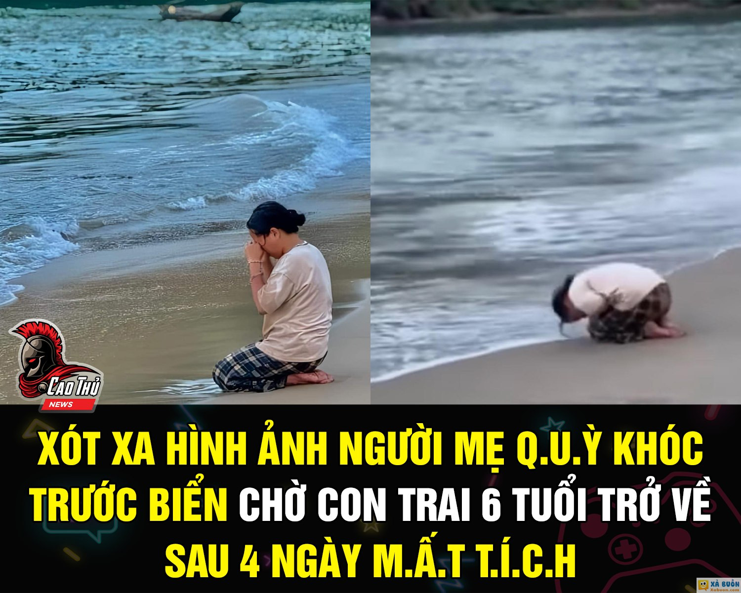 BỨC ẢNH BUỒN NHẤT NGAY LÚC NÀY 😢 Đã là ngày thứ tư sau khi bé trai 6 tuổi mất tích tại biển Lăng Cô - Huế, gia đình vẫn chưa tìm thấy em. Cháu N. bị tăng động và hàng ngày học tại một trường mầm non. Ngày 12/5, do các cô giáo lơ là, cháu rời khỏi điểm trông giữ trẻ và được nhìn thấy đi về hướng biển cách đó vài trăm mét. Lực lượng chức năng chỉ tìm thấy một chiếc dép của cháu trên bãi cát gần bờ biển tổ dân phố Hải Vân.  Đã 96 tiếng trôi qua, mẹ cháu đau đớn và tuyệt vọng, mong cháu sớm trở về trong vòng tay mẹ.