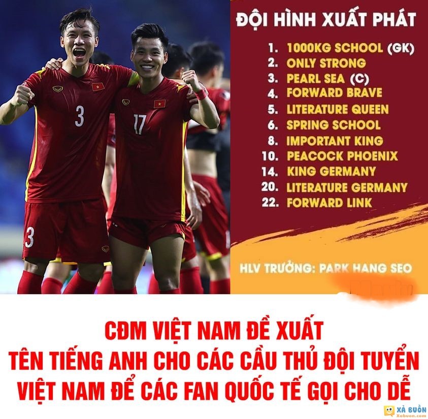 Tên tiếng Anh của các cầu thủ VN mà cộng đồng mạng đặt cho Bạn bè nước ngoài dễ gọi :)