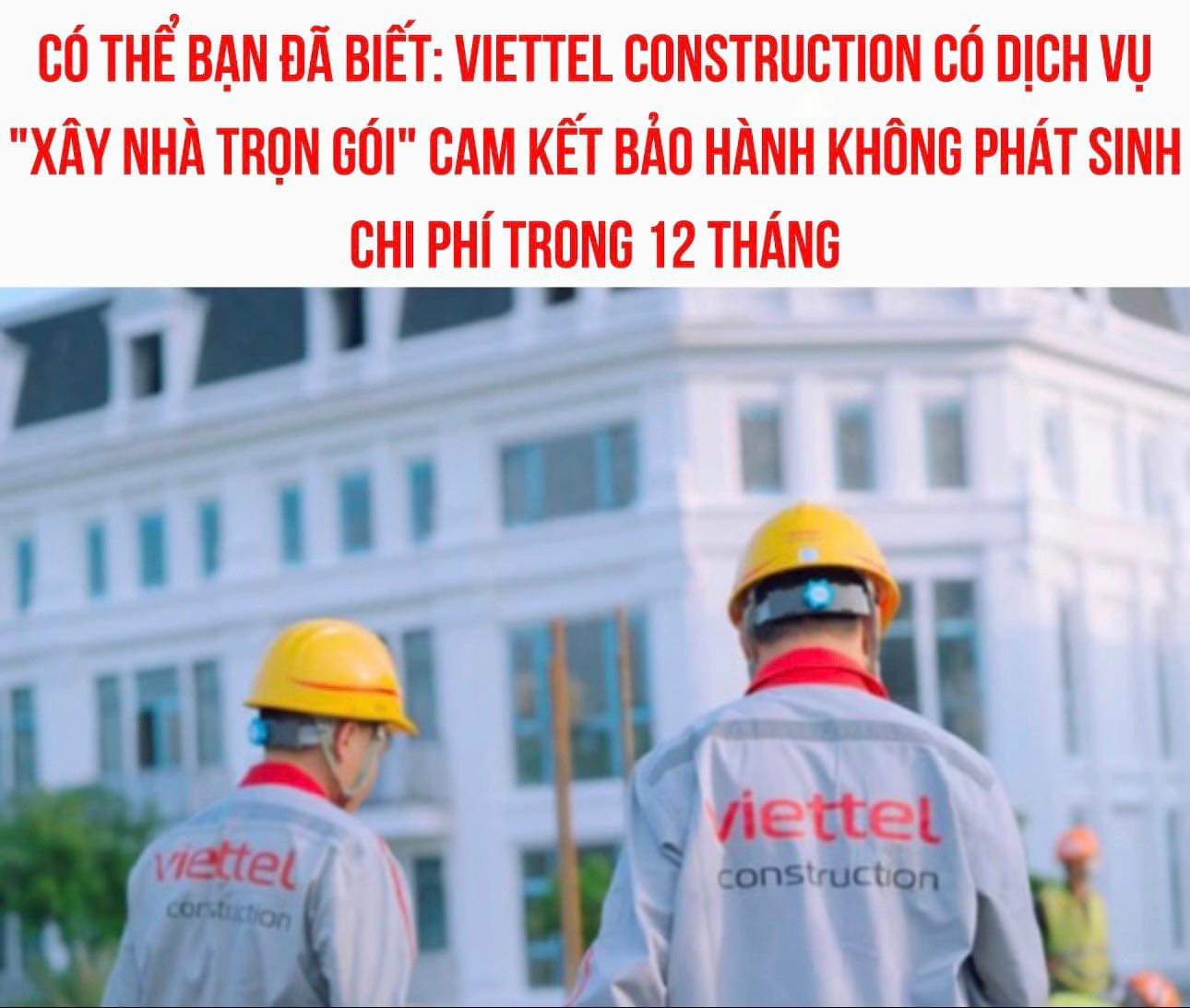 CÓ THỂ BẠN ĐÃ BIẾT

Ngoài nổi tiếng với lĩnh vực Viễn thông thì Viettel còn có công ty con chuyên về xây lắp và thi công xây dựng là Viettel Construction.

Từ cuối năm 2019, công ty này đã mở rộng cung cấp dịchXem thêm vụ “Xây nhà trọn gói” tại 63 tỉnh thành cho khách hàng cá nhân, giúp giảm áp lực về chi phí phát sinh và kiểm soát chất lượng, tiến độ công trình.

Xây nhà trọn gói không còn quá xa lạ nhưng cần 