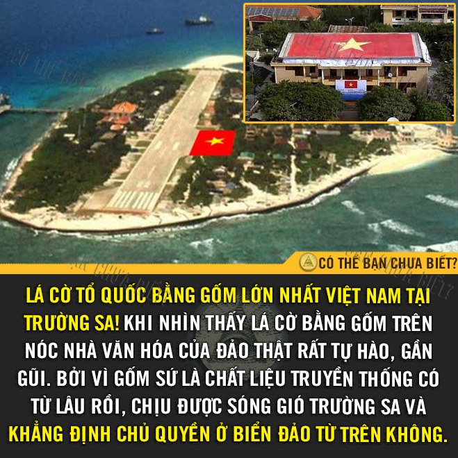 LÁ CỜ KHẲNG ĐỊNH CHỦ QUYỀN BẰNG GỐM LỚN NHẤT VIỆT NAM TẠI ĐẢO TRƯỜNG SA! 