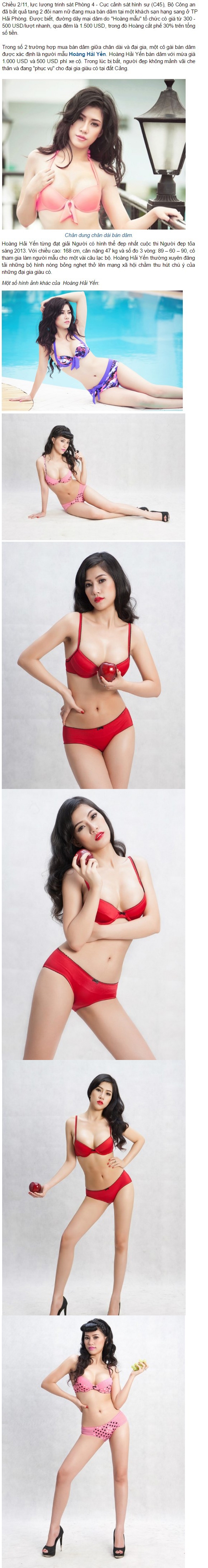 Chân dài Hoàng Hải Yến bị bắt vì bán d.âm ngàn đô sao người mẫu lại bán dâm vậy!