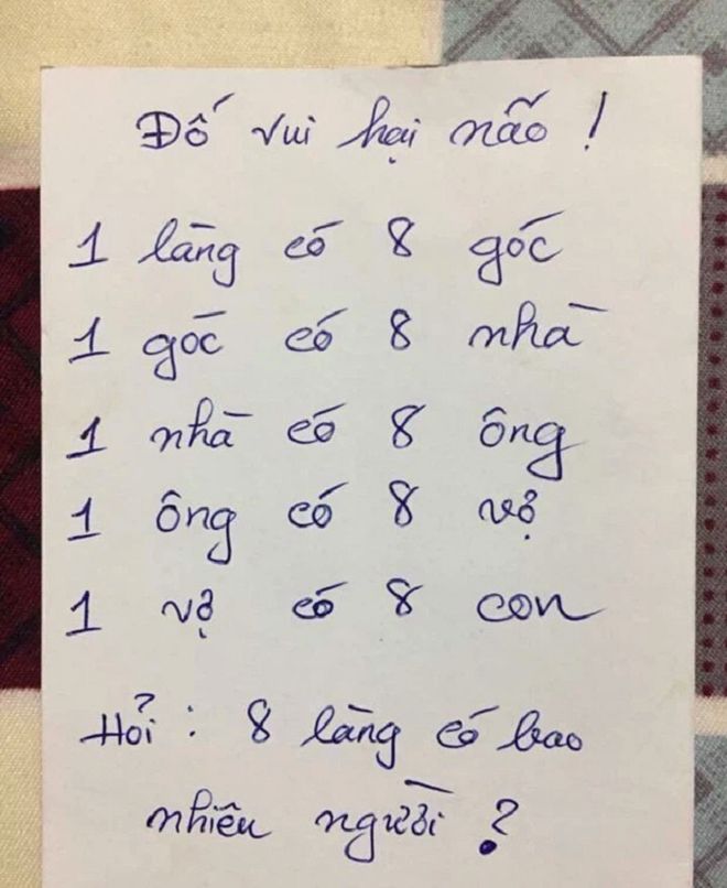 Đối vui: Đố vui hại não: Ngôi làng có bao nhiêu người?