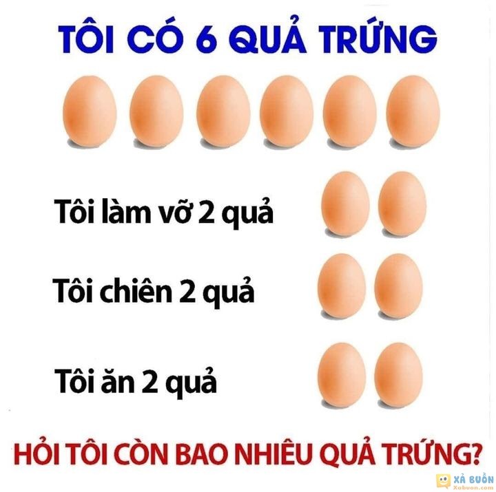 Đối vui: Người thông minh chỉ mất 5 giây để giải câu đố: Còn bao nhiêu quả trứng?